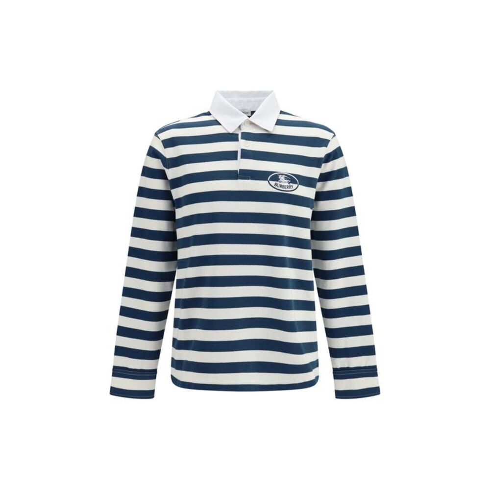 Burberry Men Striped Long-Sleeve Cotton Polo
